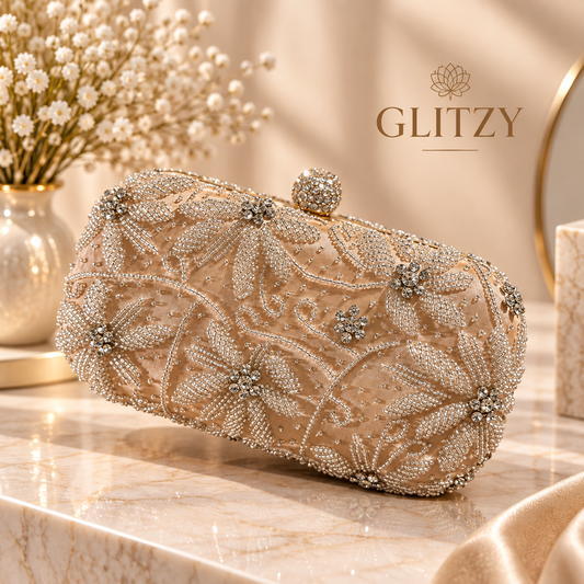 Handcrafted exclusive design party evening clutch | Glitzy