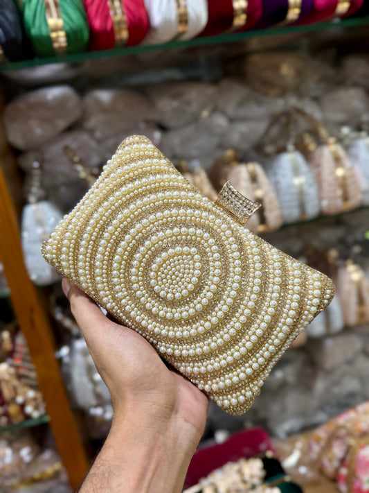 Beautiful one gorgeous pearl worked party at discount OFFER | Glitzy Golden