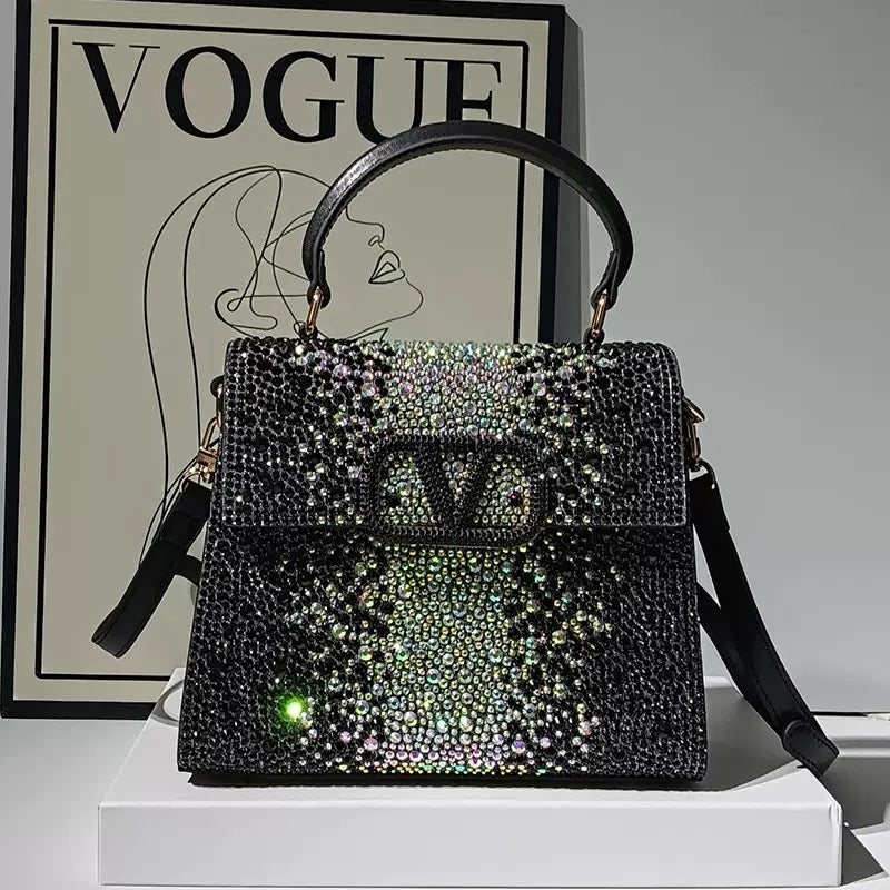 Luxury Sparkling Rhinestone handbag Bag with belt Strap Elegant Crossbody Fashion Shiny Evening Party Bag