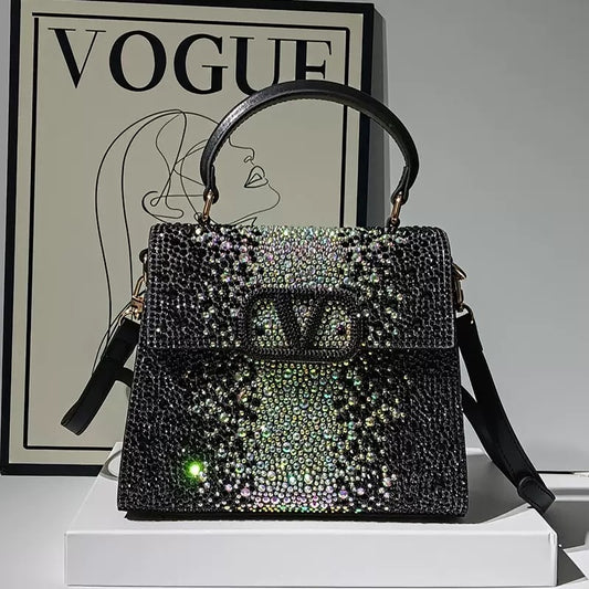 Luxury Sparkling Rhinestone handbag Bag with belt Strap Elegant Crossbody Fashion Shiny Evening Party Bag