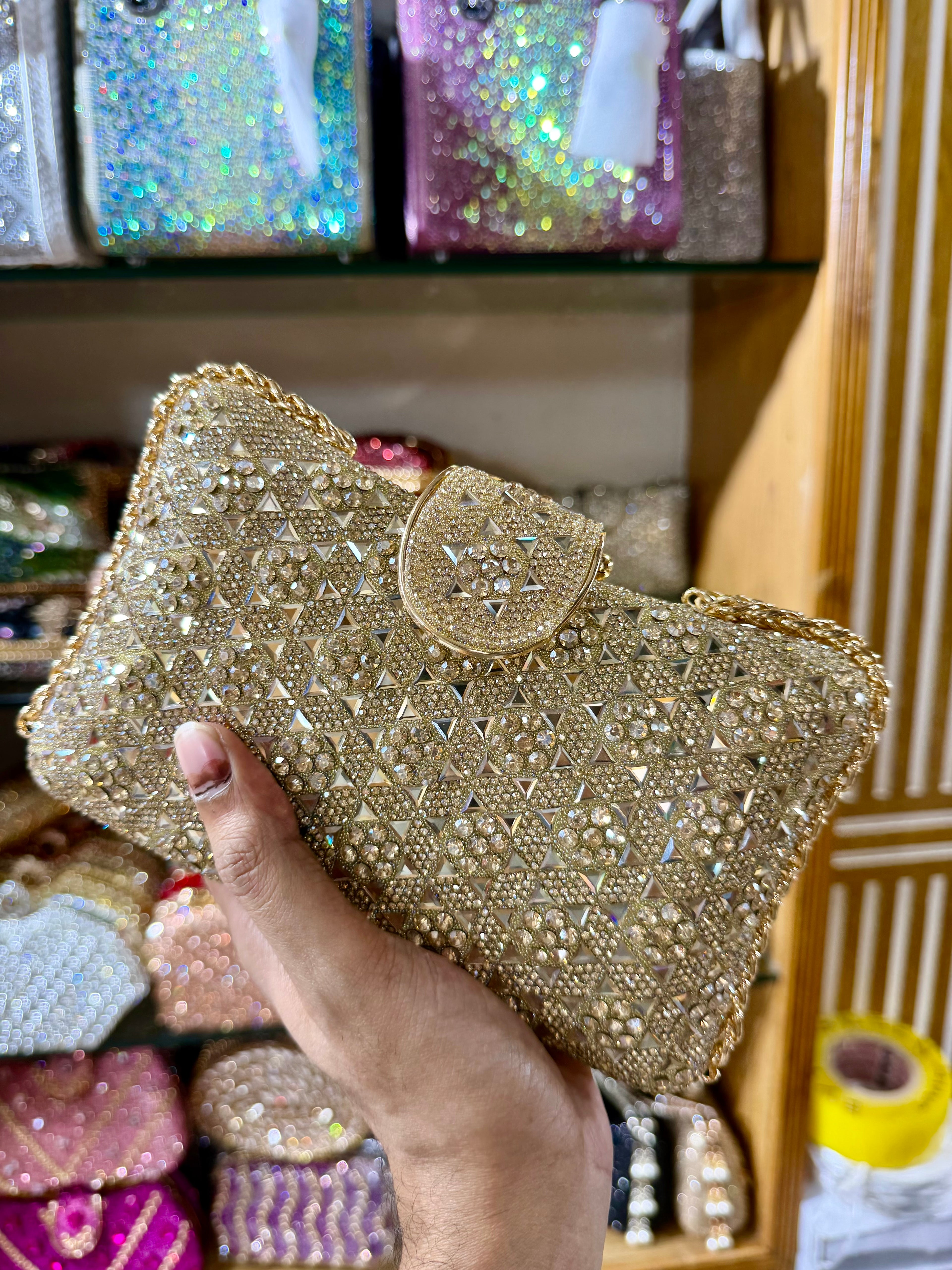 A stunning, elegant, and sophisticated clutch for a party.