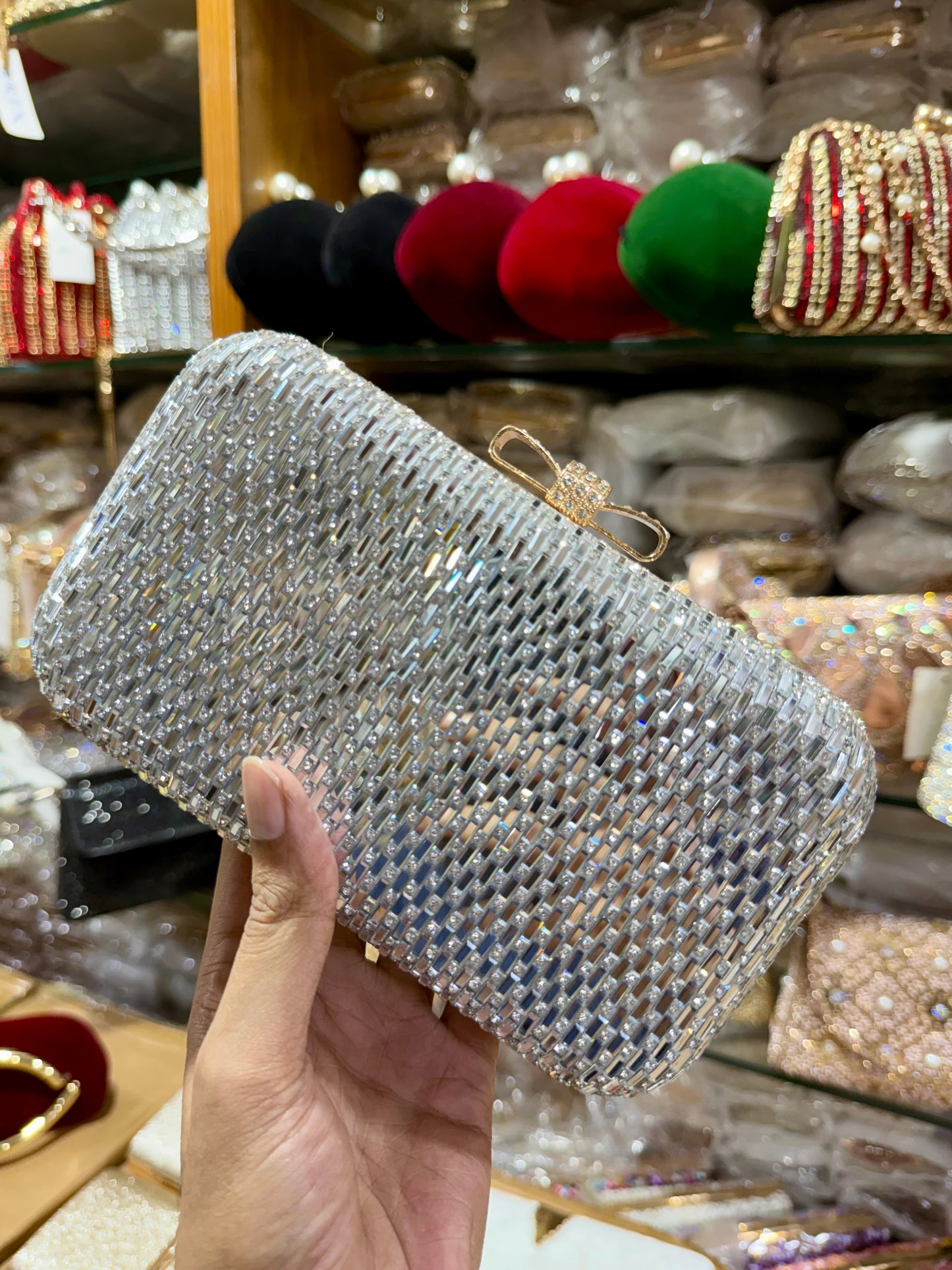 Gorgeous mirror shine party clutch
