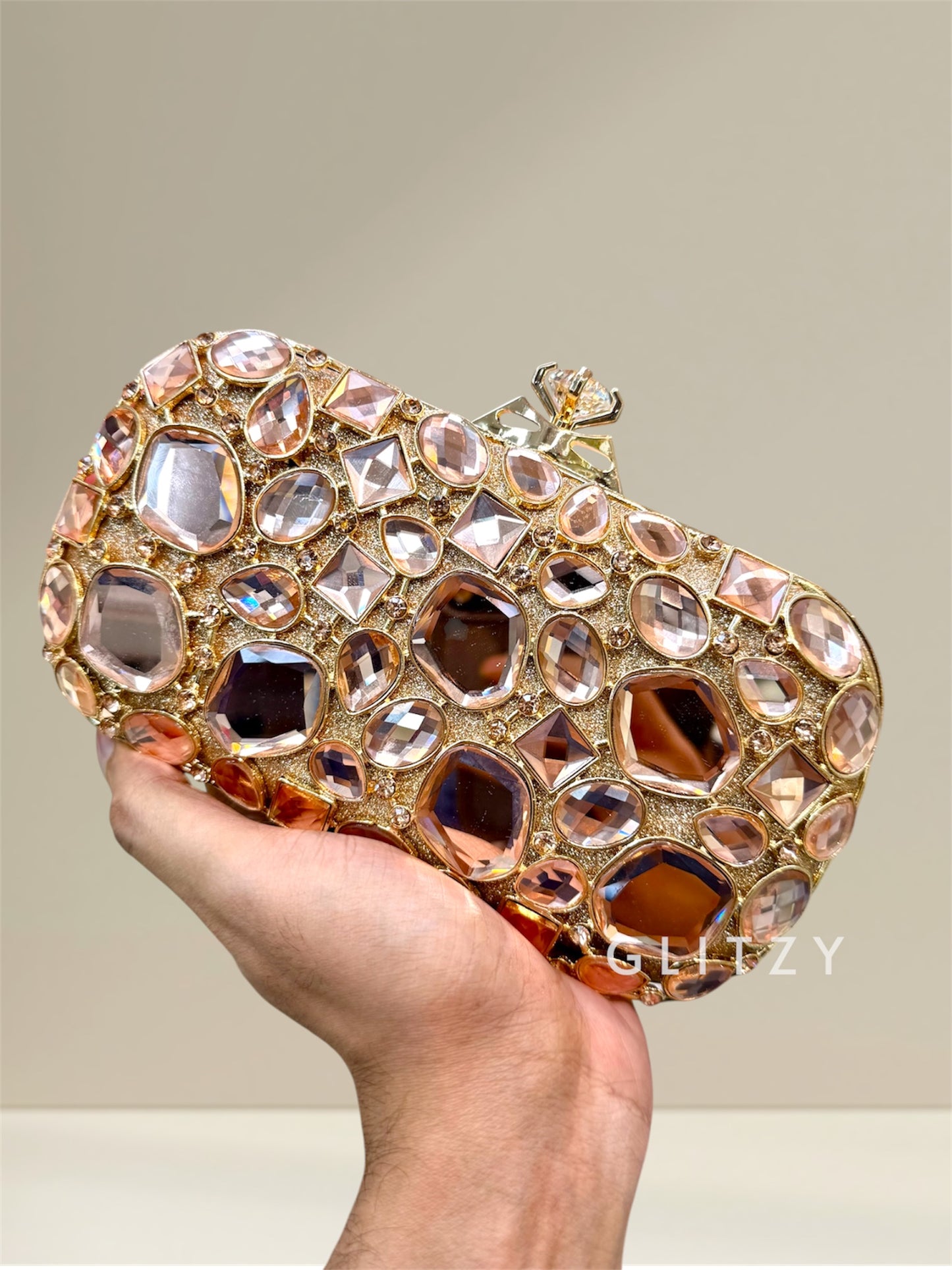 Exclusive big side stone worked gorgeous party clutch, wedding and parties best collection