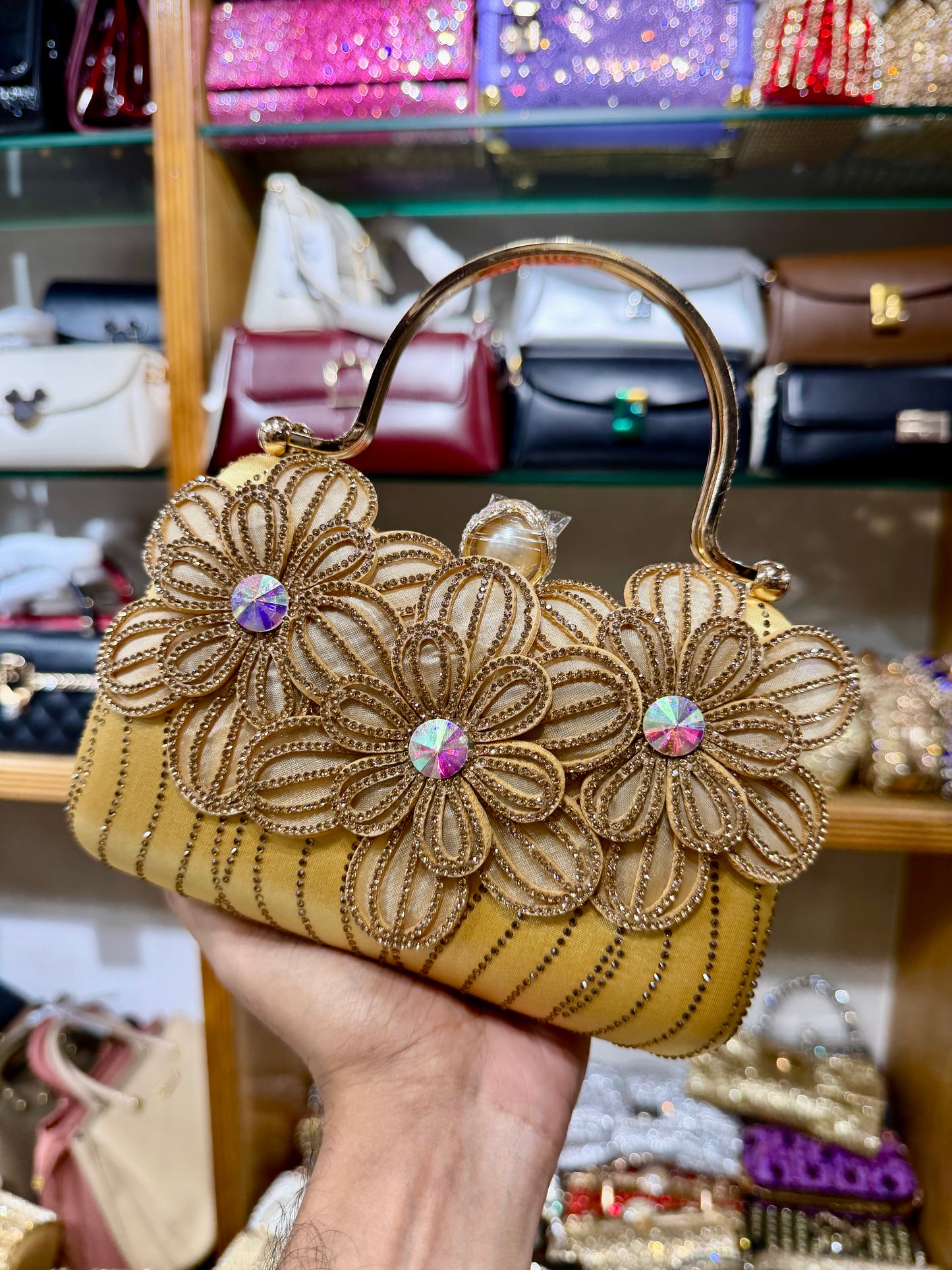 Beautiful flowers worked gorgeous party hand purse