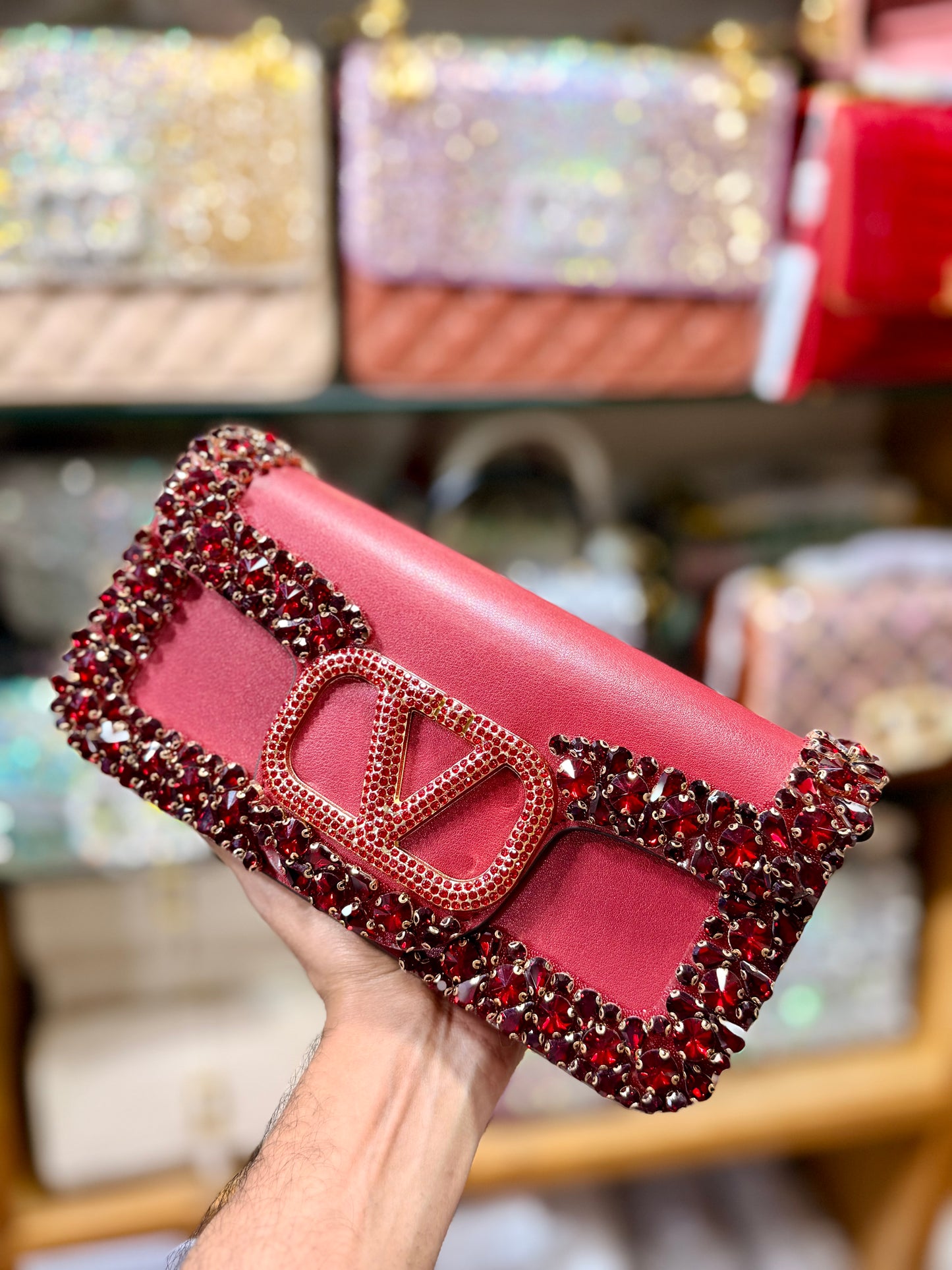 Exclusive gorgeous stone worked fashion bag