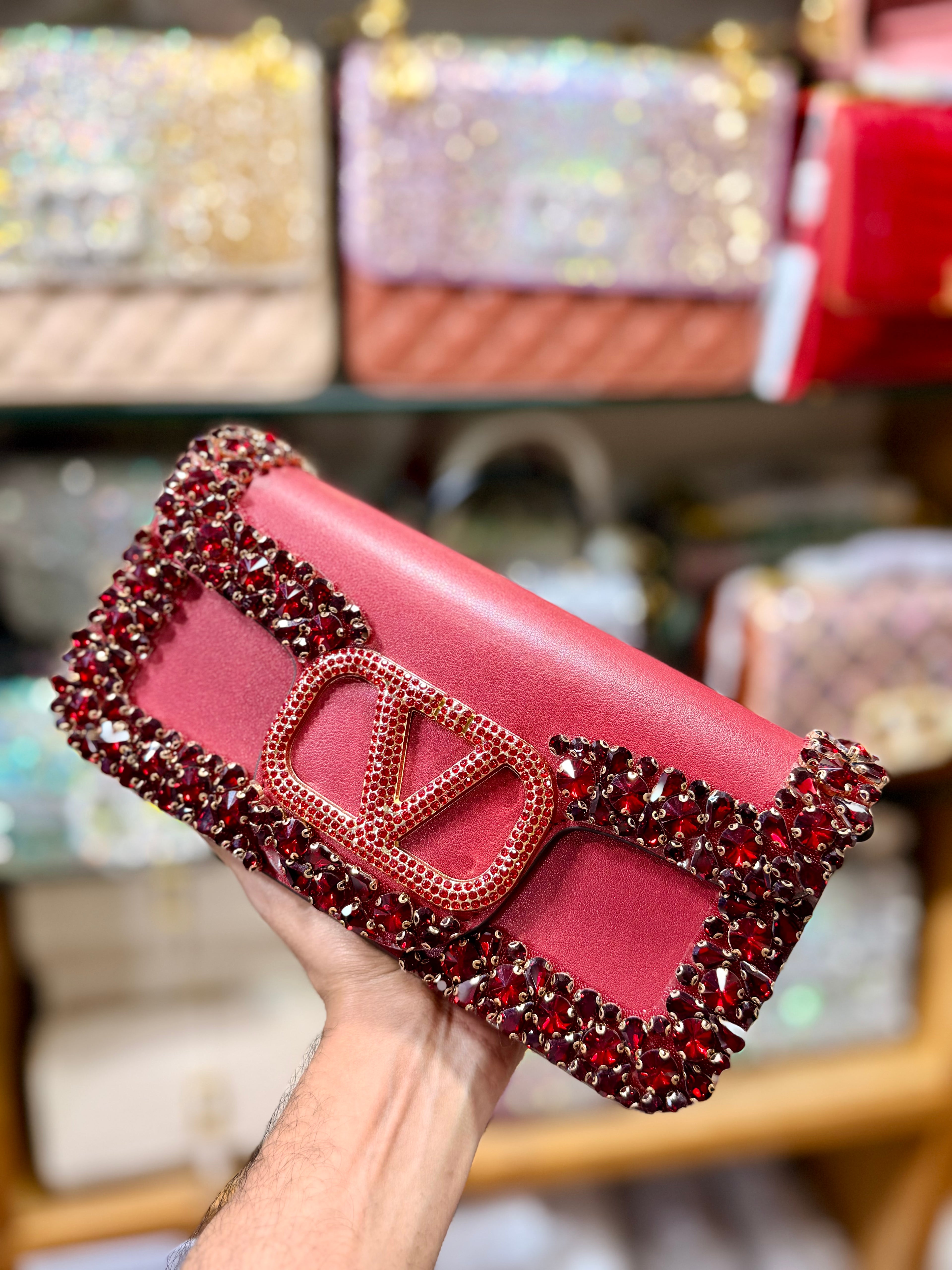 Exclusive gorgeous stone worked fashion bag