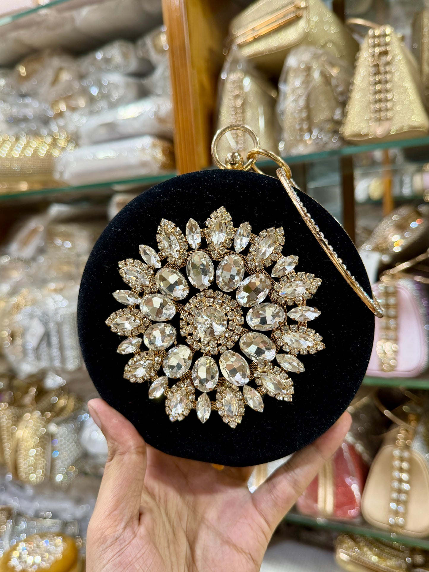 Beautiful round shaped gorgeous party hand clutch