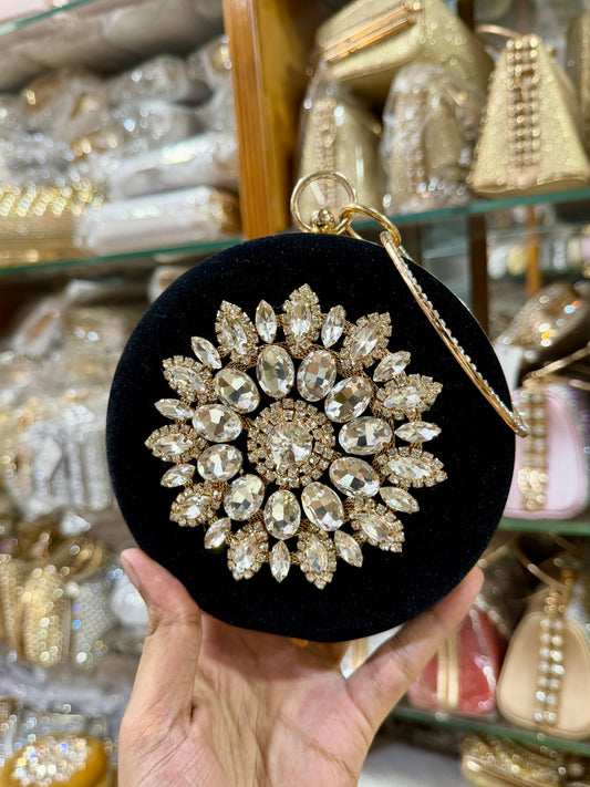 Beautiful round shaped gorgeous party hand clutch