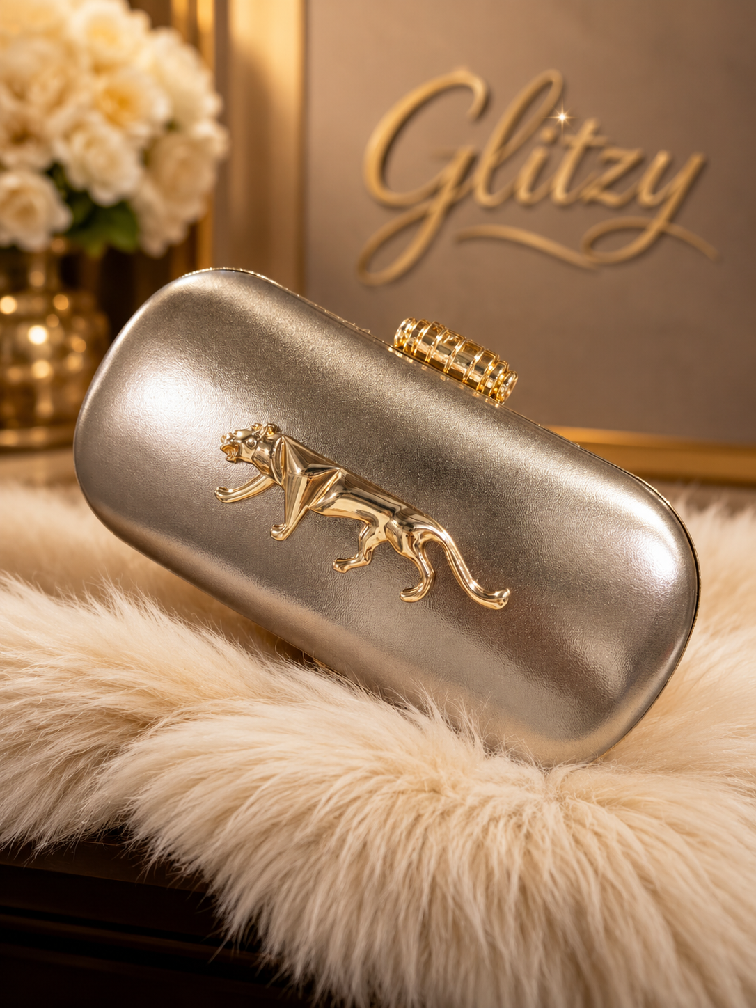 Exclusive luxury design shiny leather finish party evening clutch elegant look