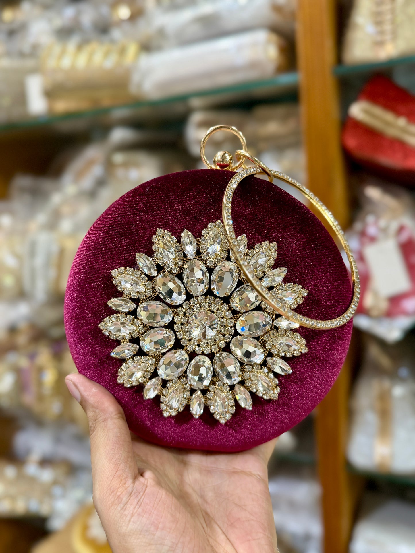 Beautiful round shaped gorgeous party hand clutch
