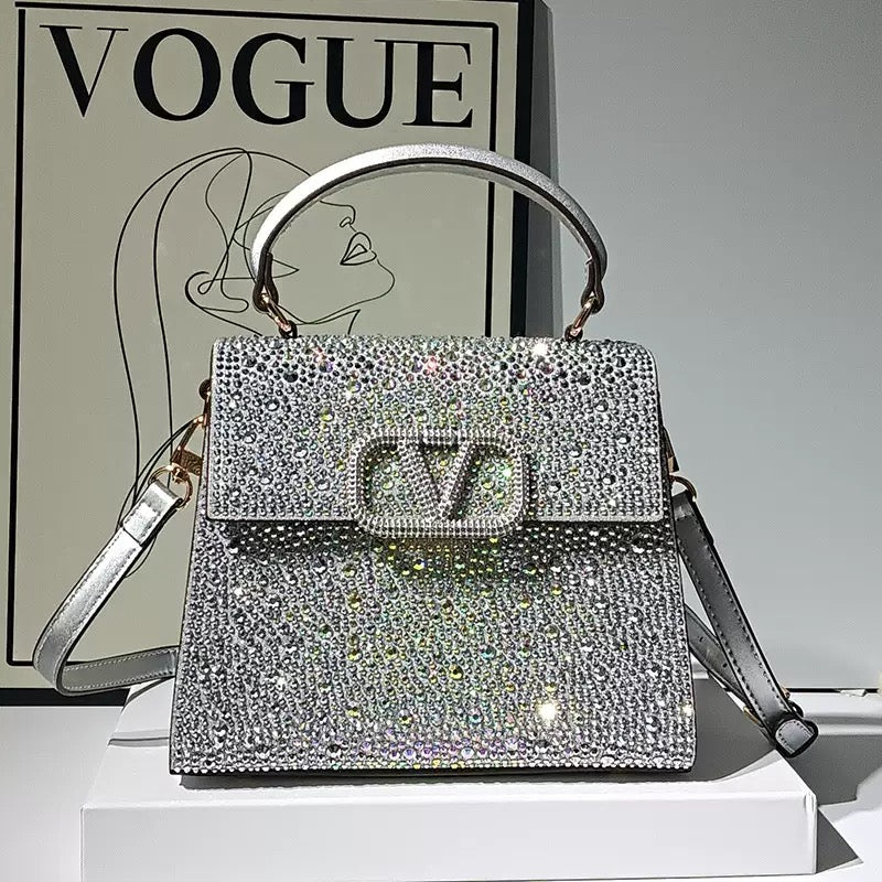 Luxury Sparkling Rhinestone handbag Bag with belt Strap Elegant Crossbody Fashion Shiny Evening Party Bag