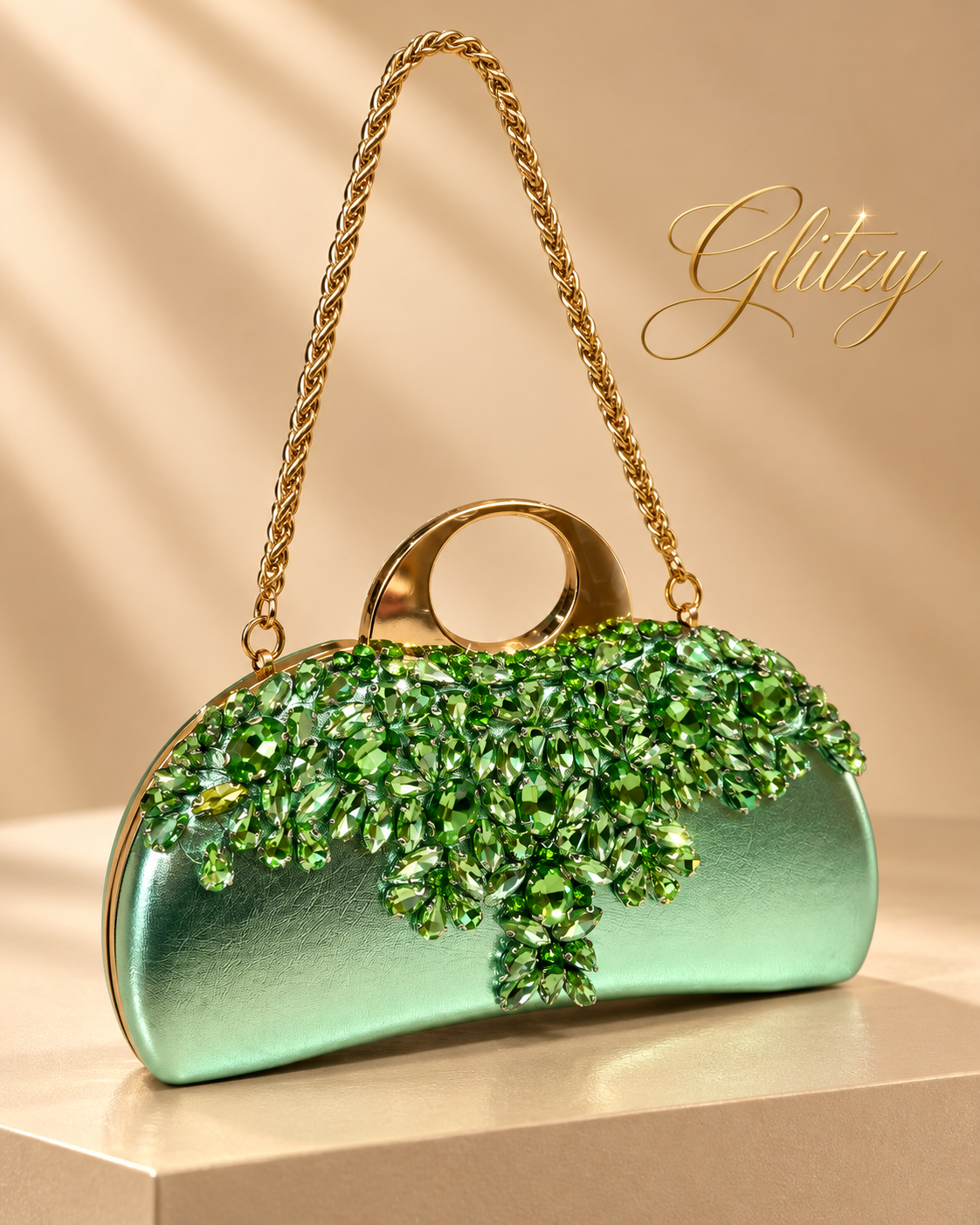 Glamorous Rhinestone Embellished Silver Clutch & Shoulder Bag