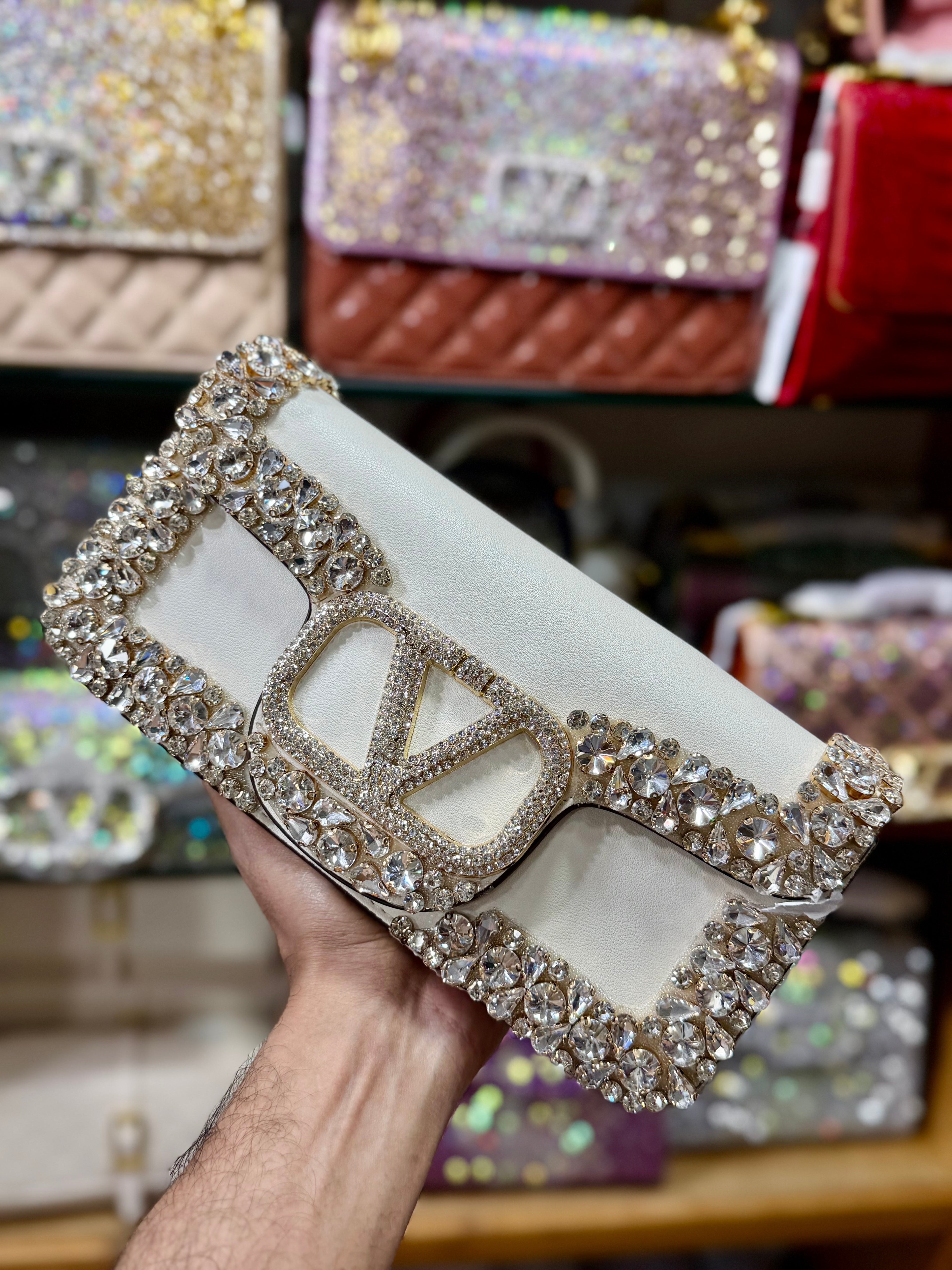 Exclusive gorgeous stone worked fashion bag