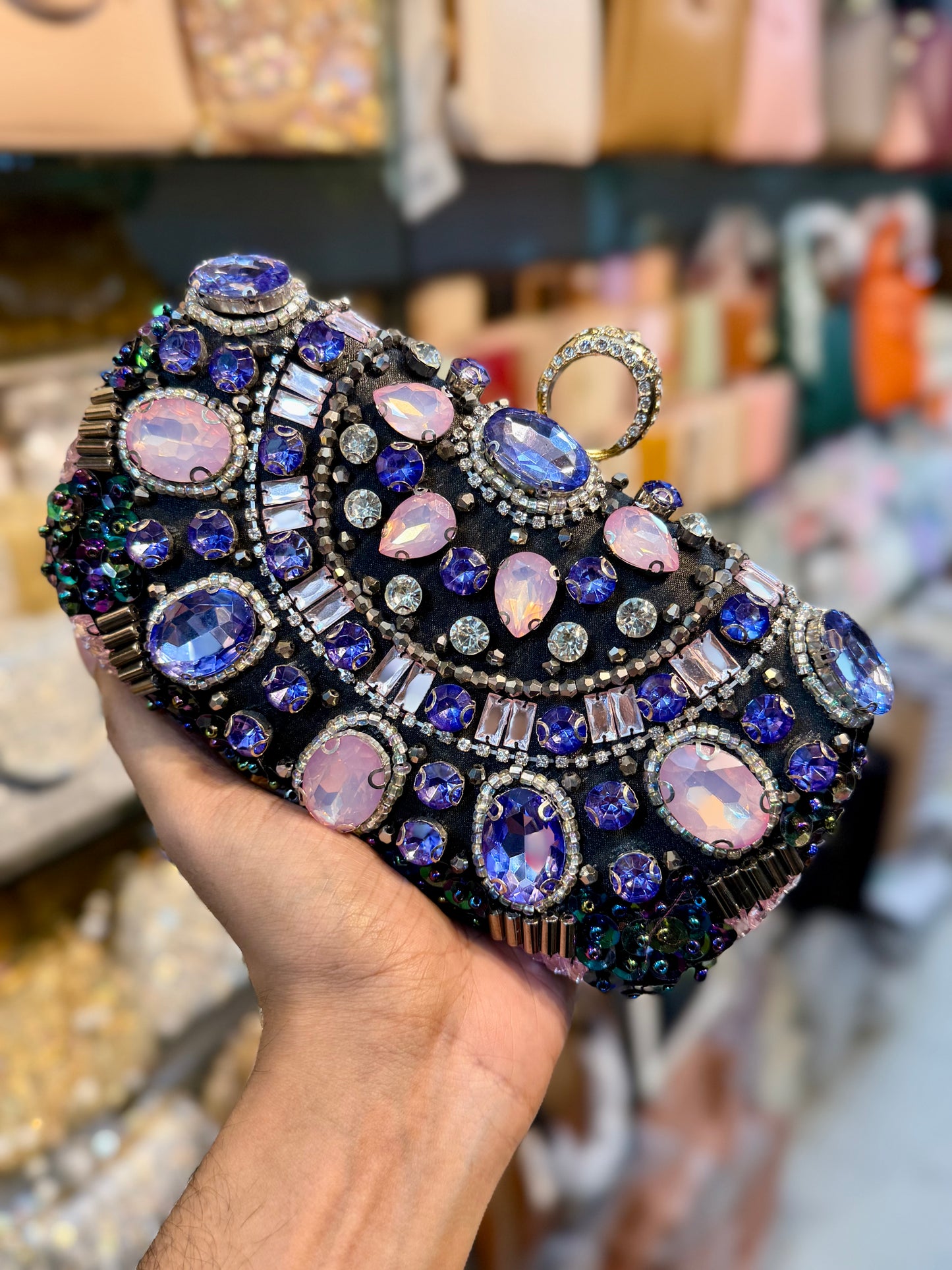 A luxurious stone party clutch with an aesthetic premium design.