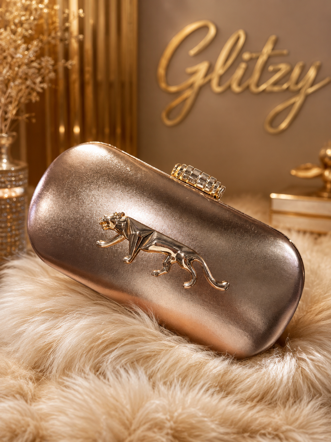 Exclusive luxury design shiny leather finish party evening clutch elegant look