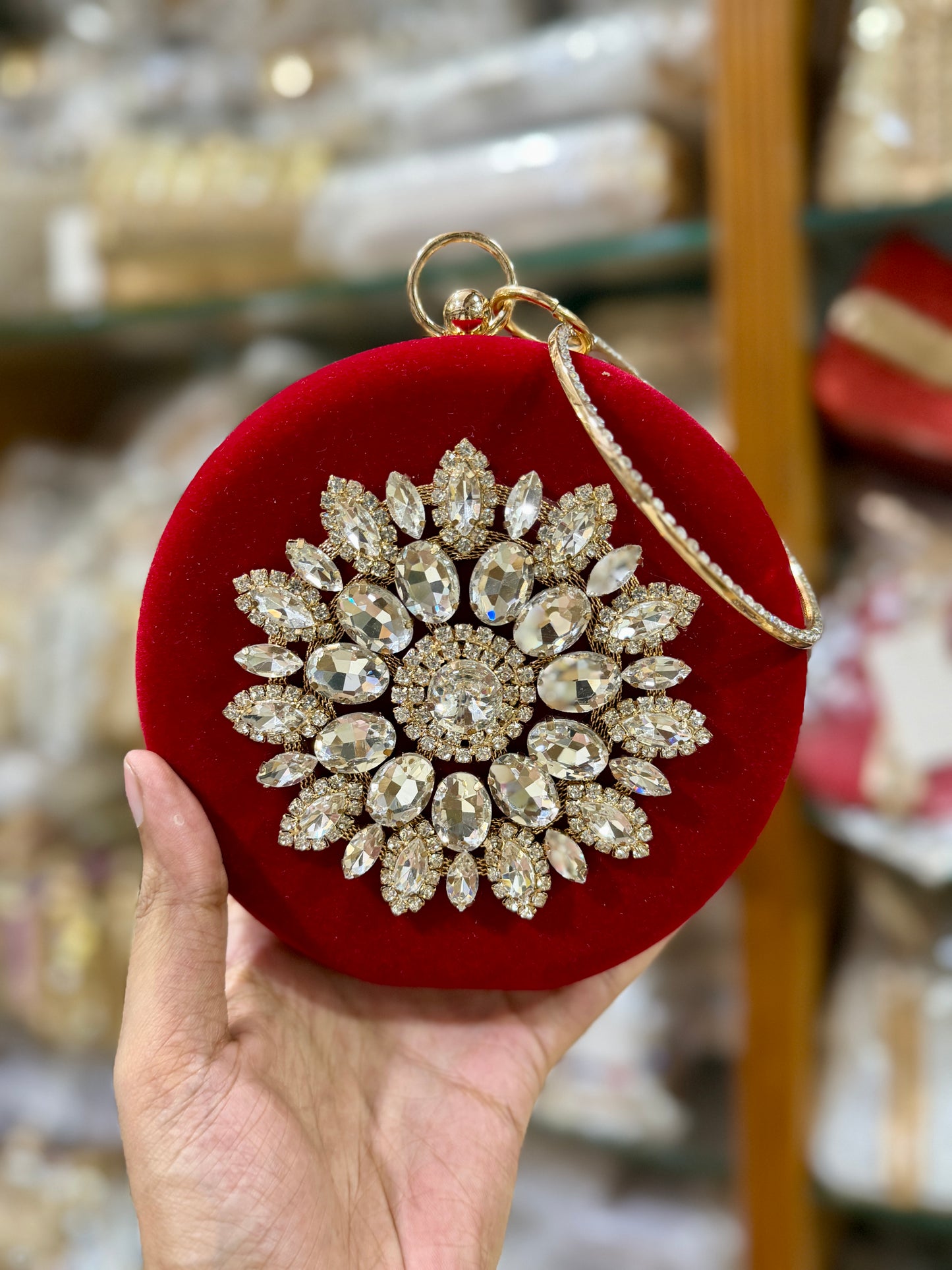 Beautiful round shaped gorgeous party hand clutch