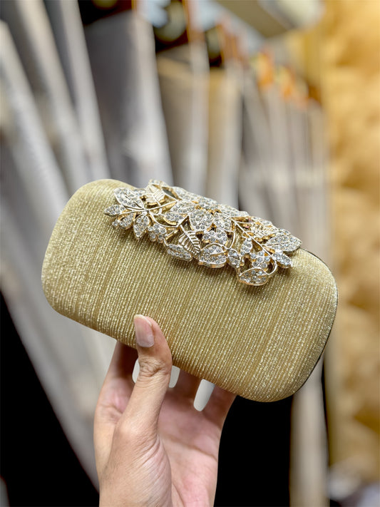Floral lock classy shiny party clutch