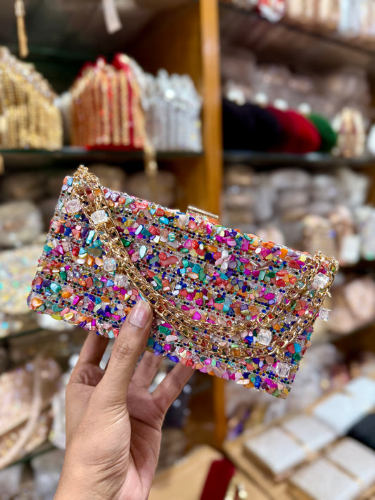 Sea stone worked party purse