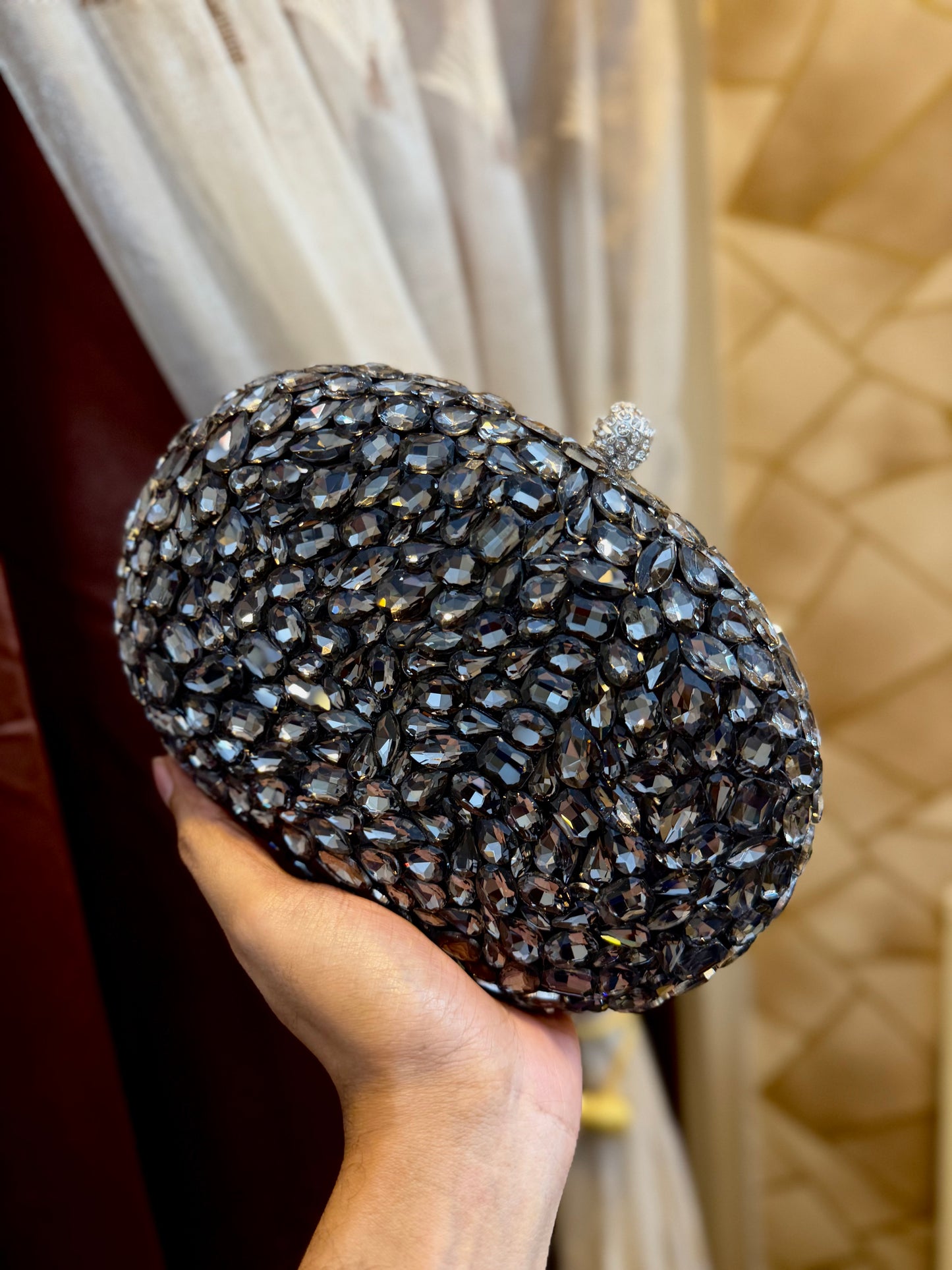 Exclusive diamond stone clutch- one side stone worked