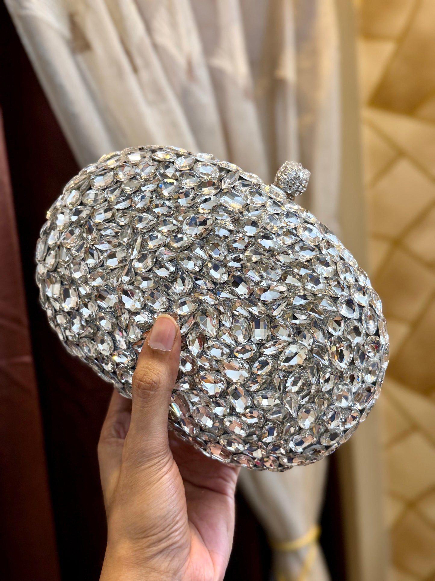 Exclusive diamond stone clutch- one side stone worked