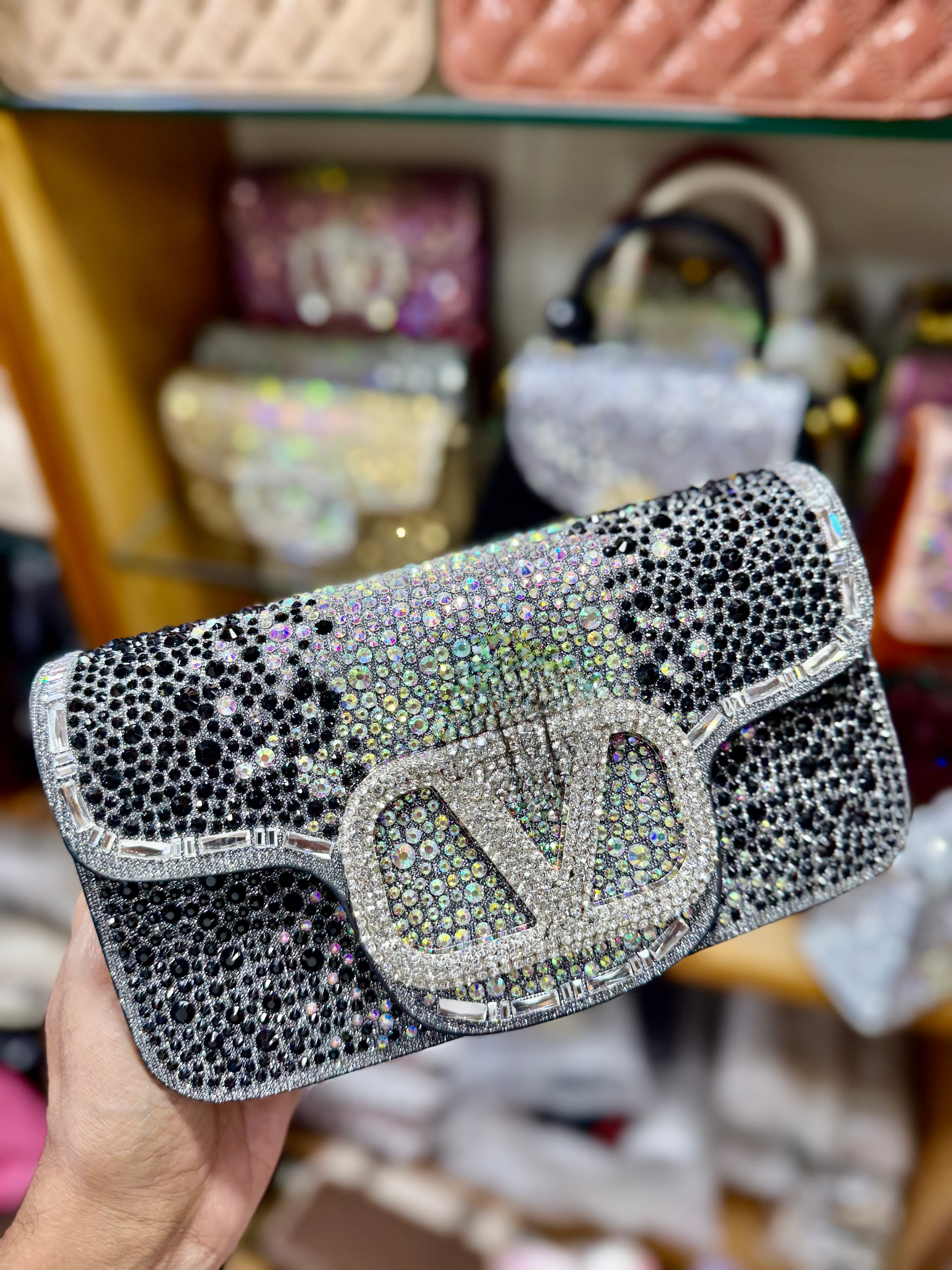 A luxurious, sparkling stone party bag