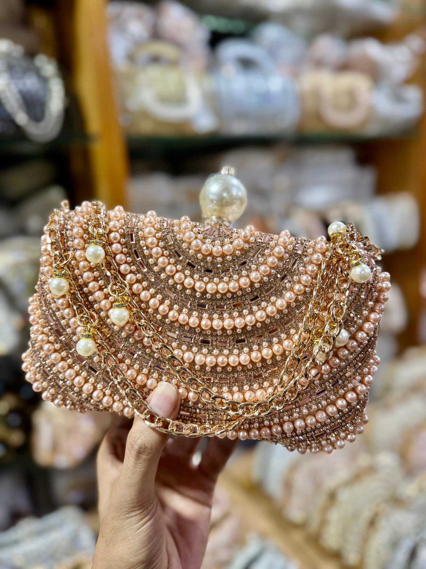 Pearl handle and pearl worked gorgeous clutch
