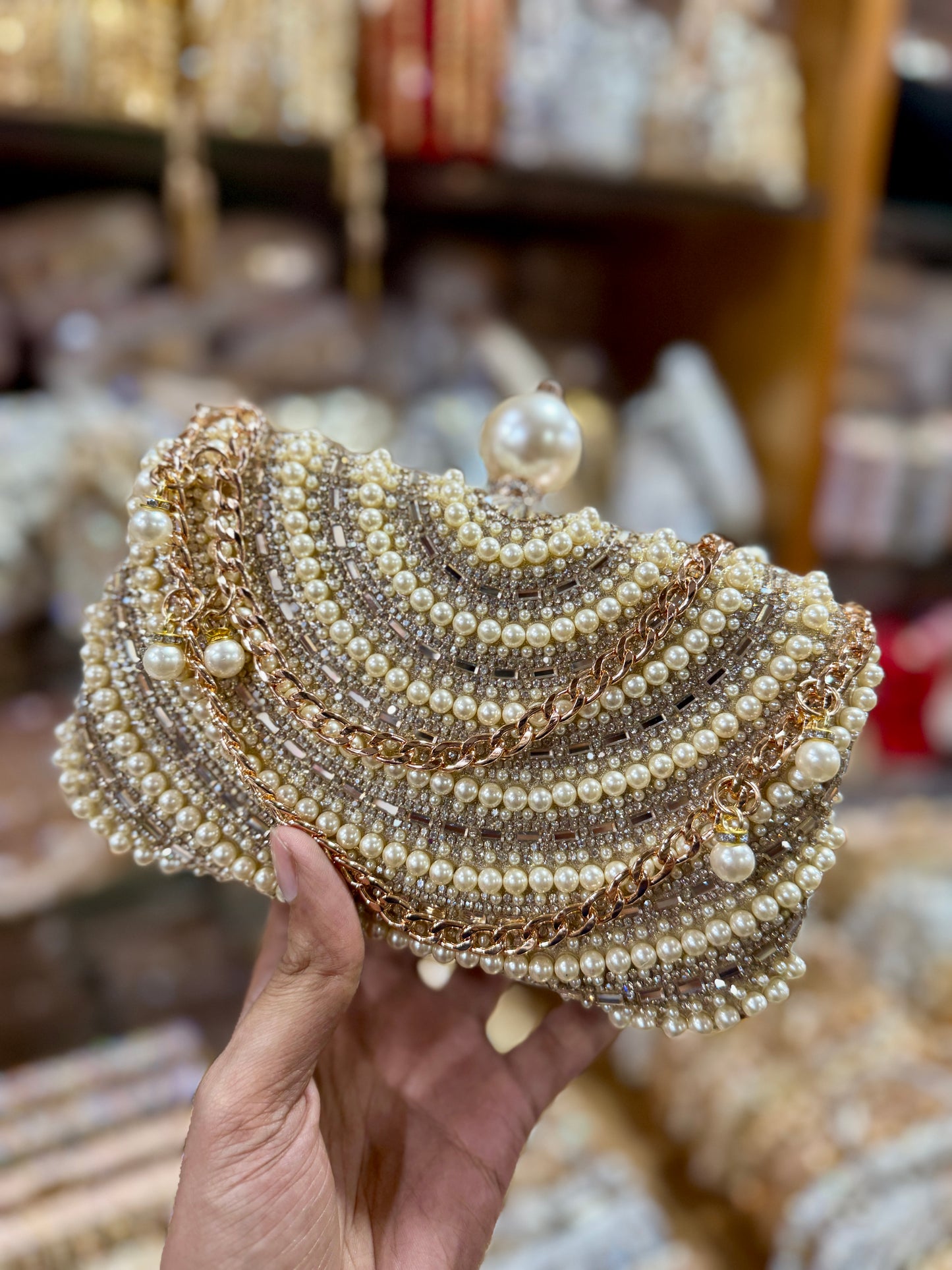 Pearl handle and pearl worked gorgeous clutch