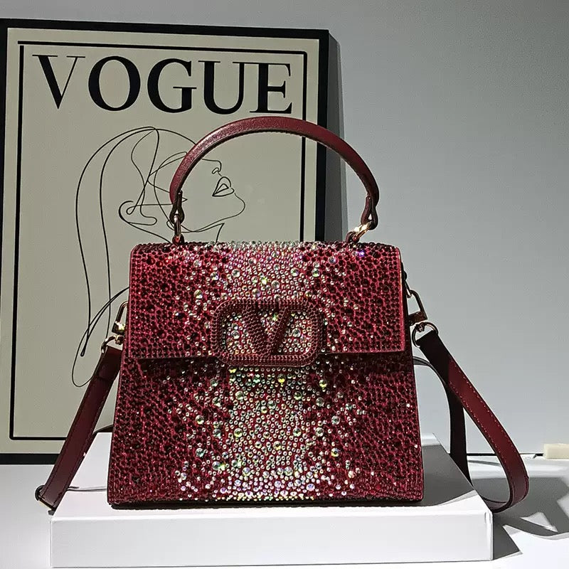 Luxury Sparkling Rhinestone handbag Bag with belt Strap Elegant Crossbody Fashion Shiny Evening Party Bag
