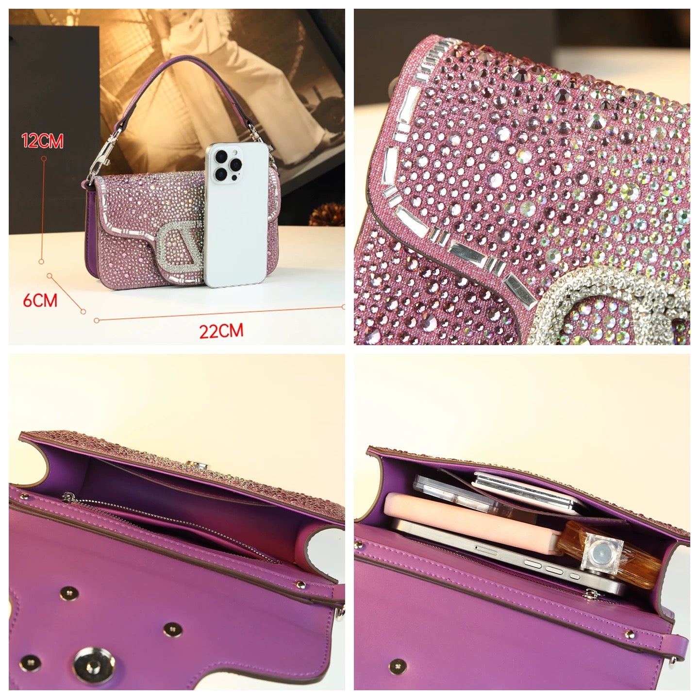 A luxurious, sparkling stone party bag