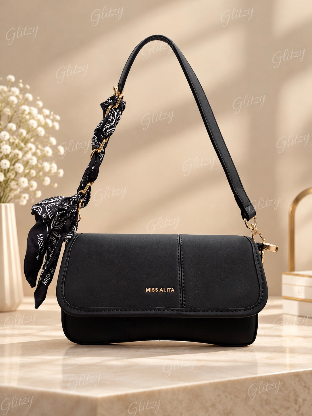 MISS ALITA premium fashionable and trendy shoulder bag with Long Strap | Glitzy