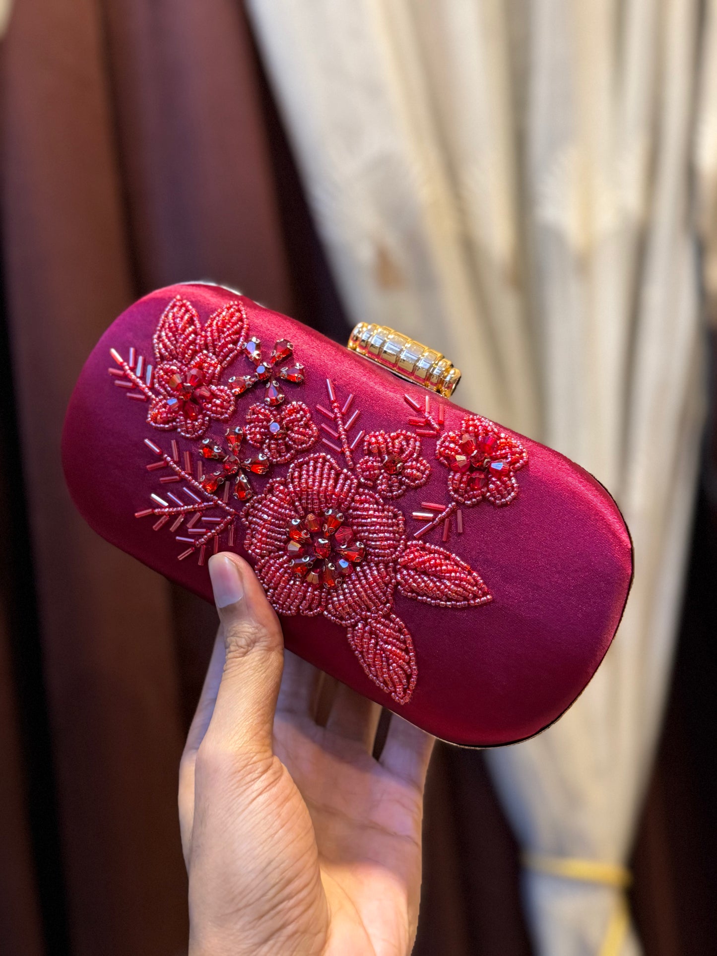 3D handcrafted beautiful festive shimmer finish party purse