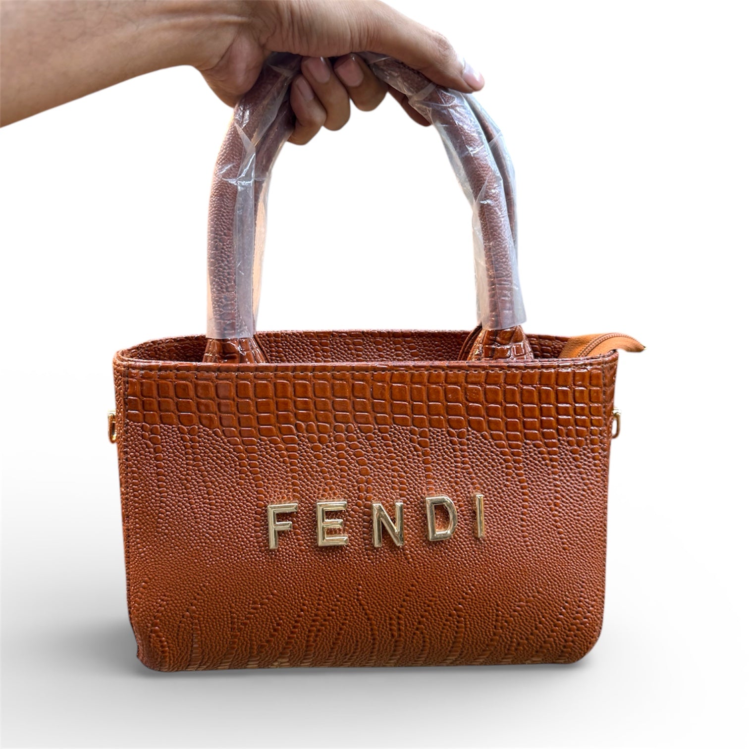 Glossy pattern leather handbag