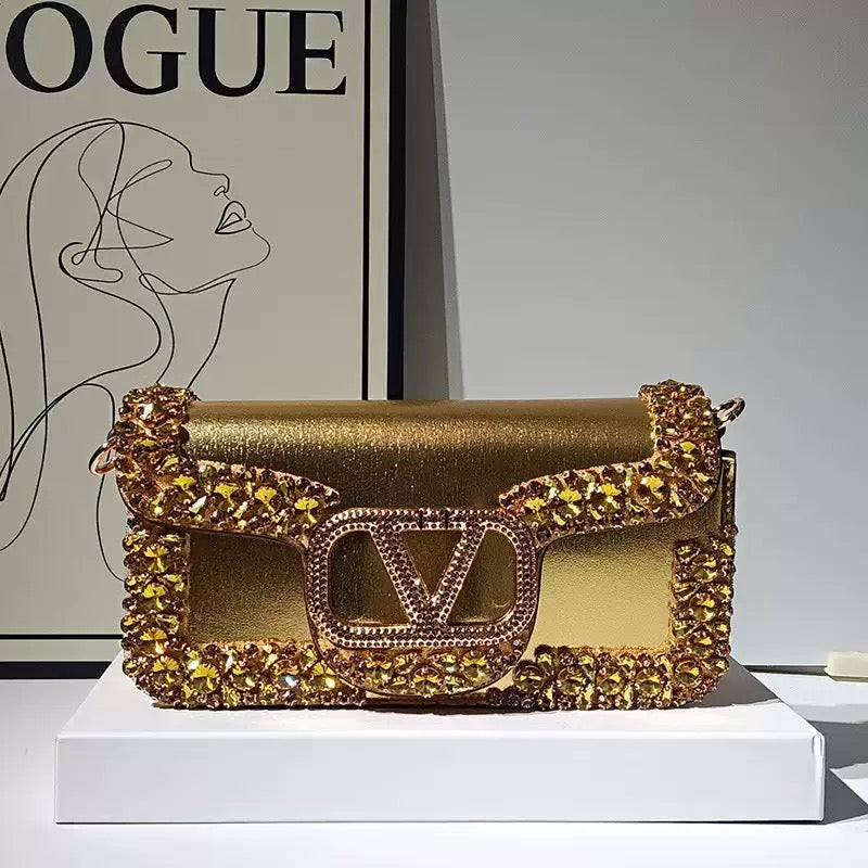 Exclusive gorgeous stone worked fashion bag