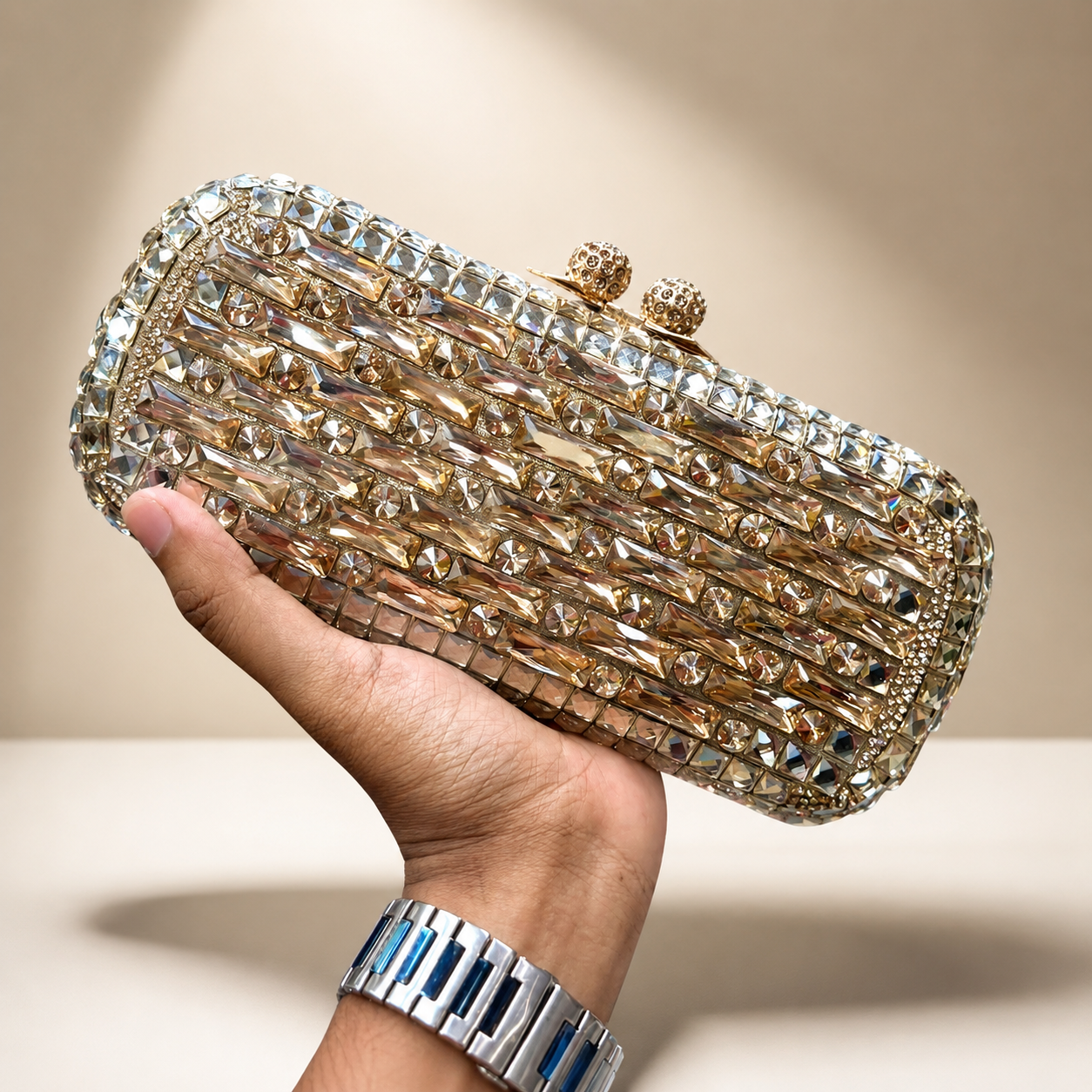 Exclusive shiny stone premium party clutch | glitzy