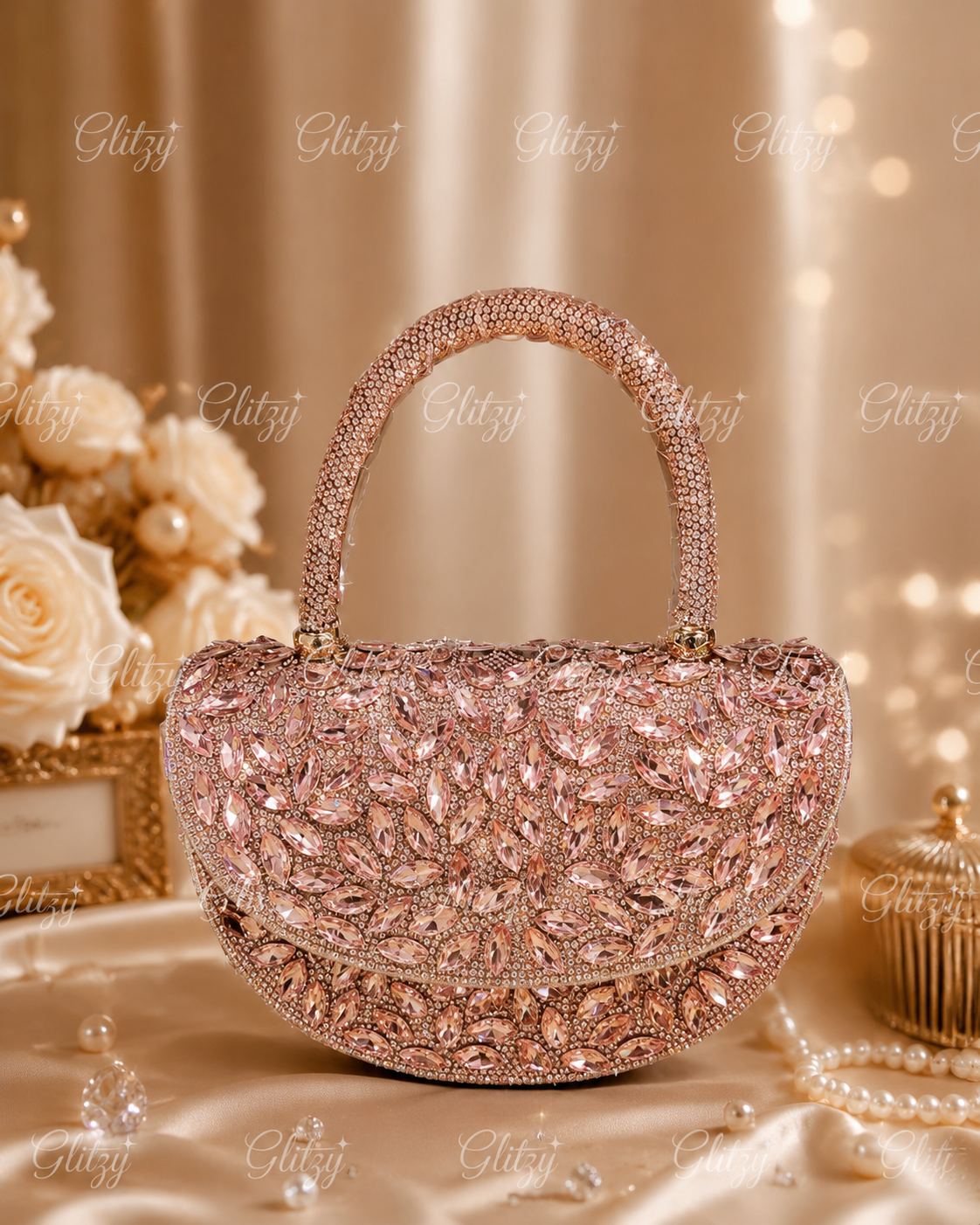 Exclusive bridal handbag full body gorgeous stone worked | GLITZY