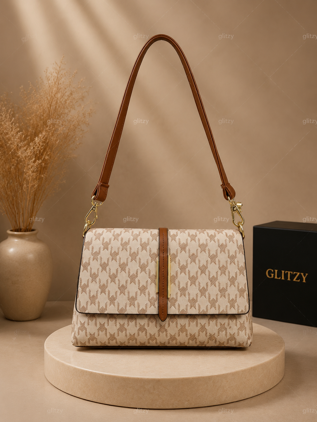 Beautiful printed imported shoulder sling bag available for regular use | glitzy white
