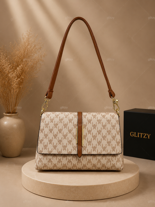 Beautiful printed imported shoulder sling bag available for regular use | glitzy white