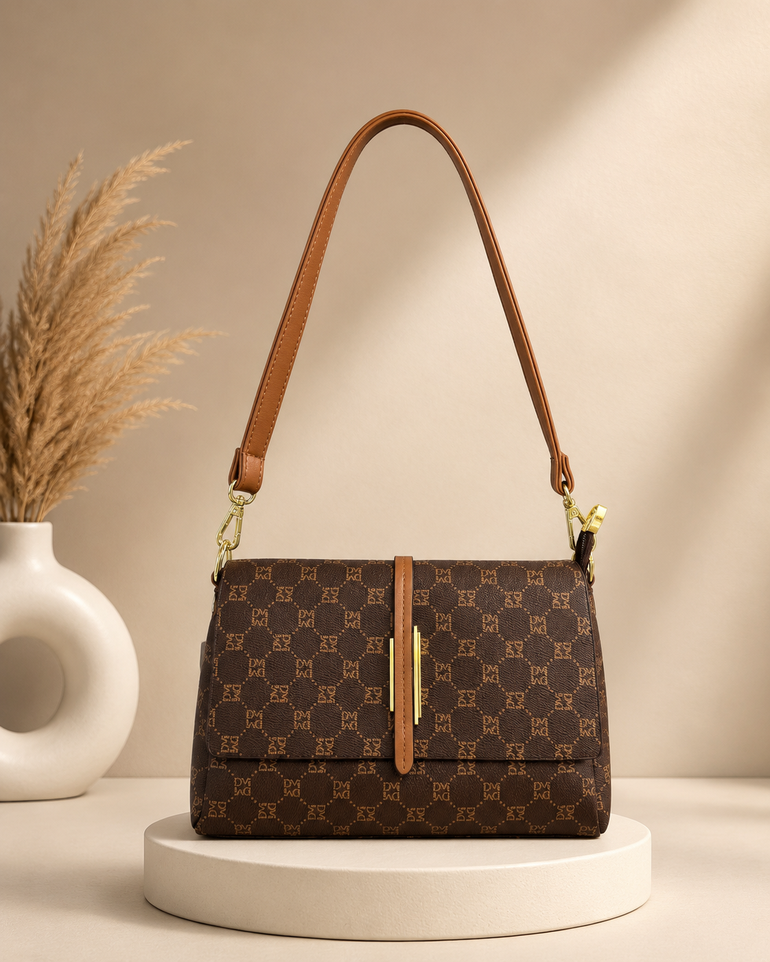 Beautiful printed imported shoulder sling bag available for regular use | glitzy brown