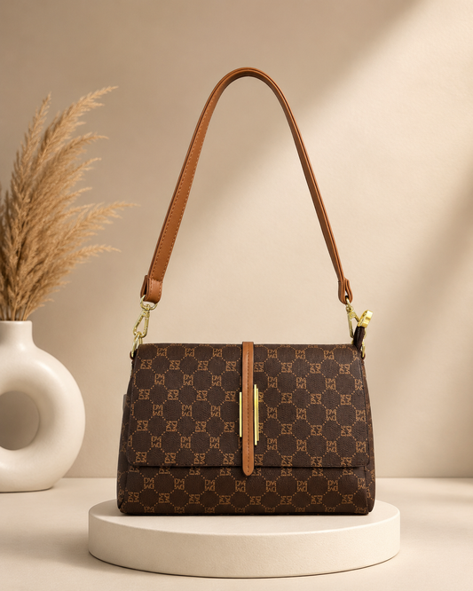 Beautiful printed imported shoulder sling bag available for regular use | glitzy brown