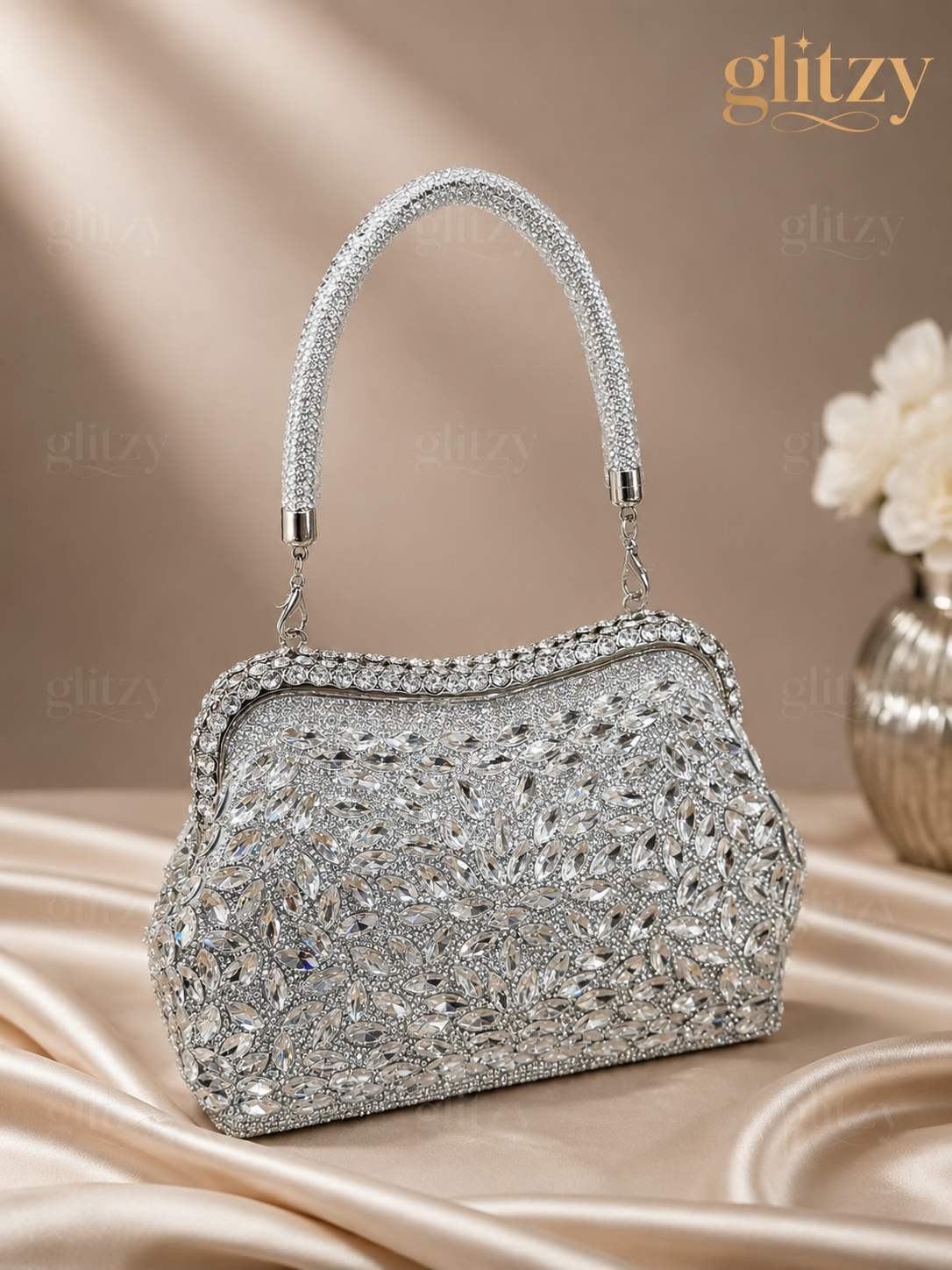 Luxurious all over rhinestone shine party handbag | GLITZY