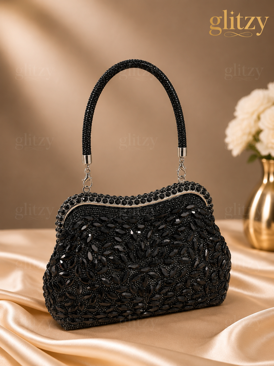 Luxurious all over rhinestone shine party handbag | GLITZY