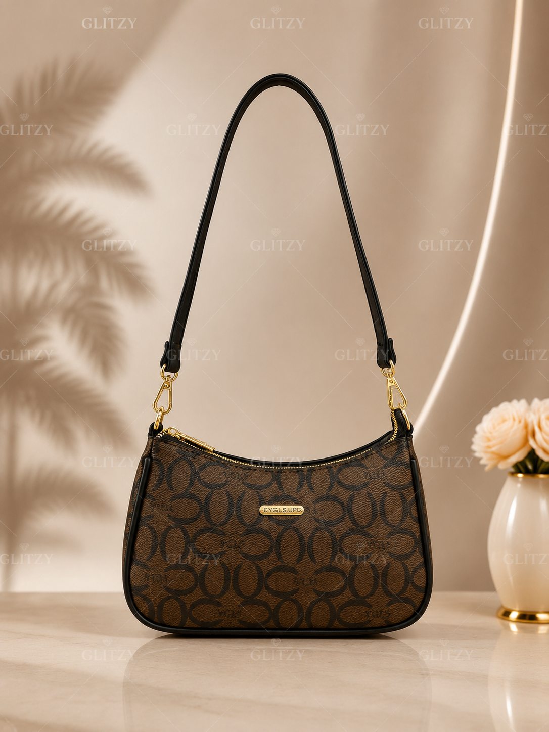 Fashionable YGLS shoulder sling bag and long strap. | GLITZY coffee