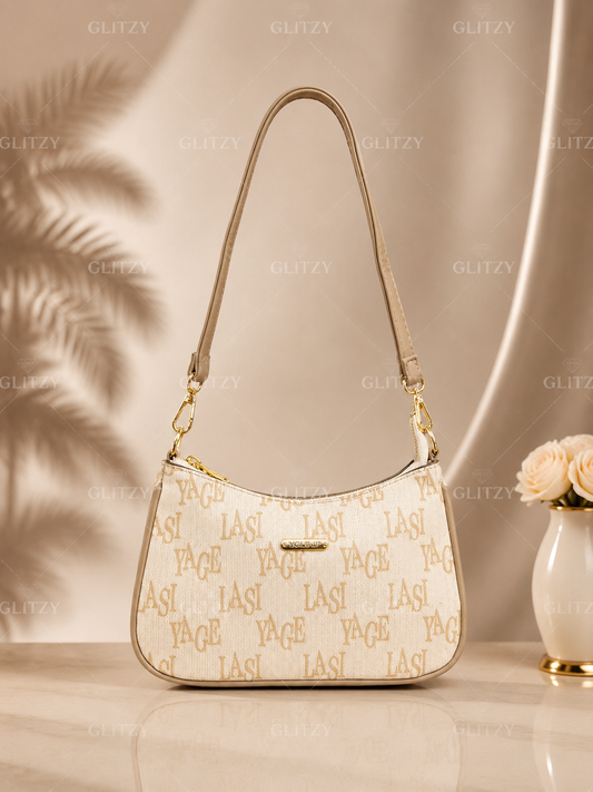 Fashionable YGLS shoulder sling bag and long strap. | GLITZY white