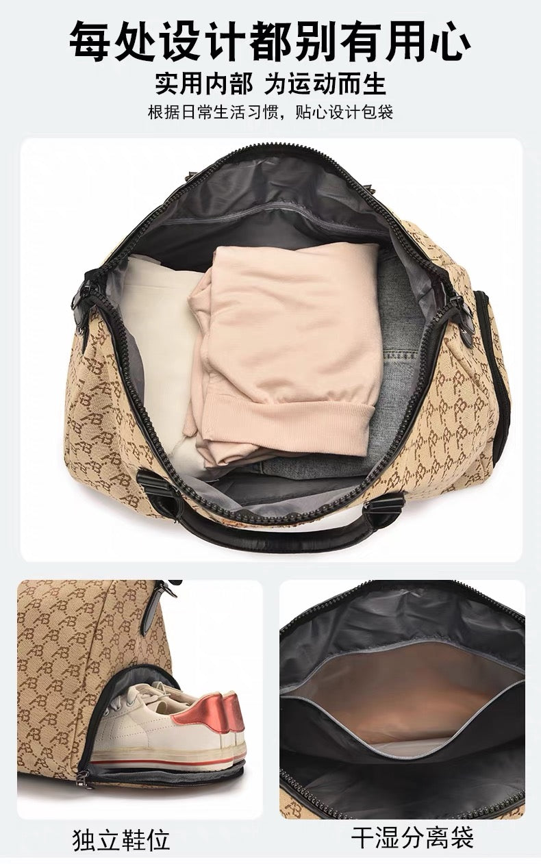 Women's Monogram Teddy Bear Weekender Bag – Travel Duffel with Dedicated Shoe Compartment & Dry Wet Separator
