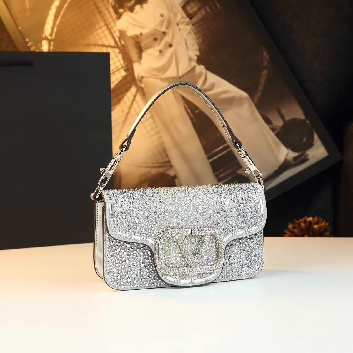 A luxurious, sparkling stone party bag