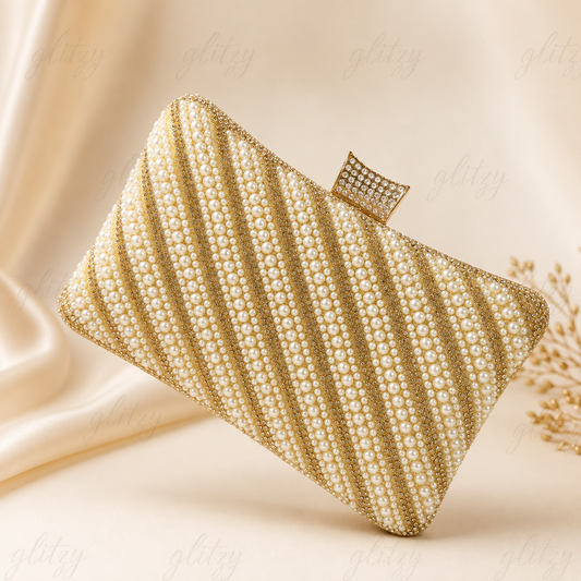 Beautiful one side gorgeous pearl worked party at discount OFFER | Glitzy golden color