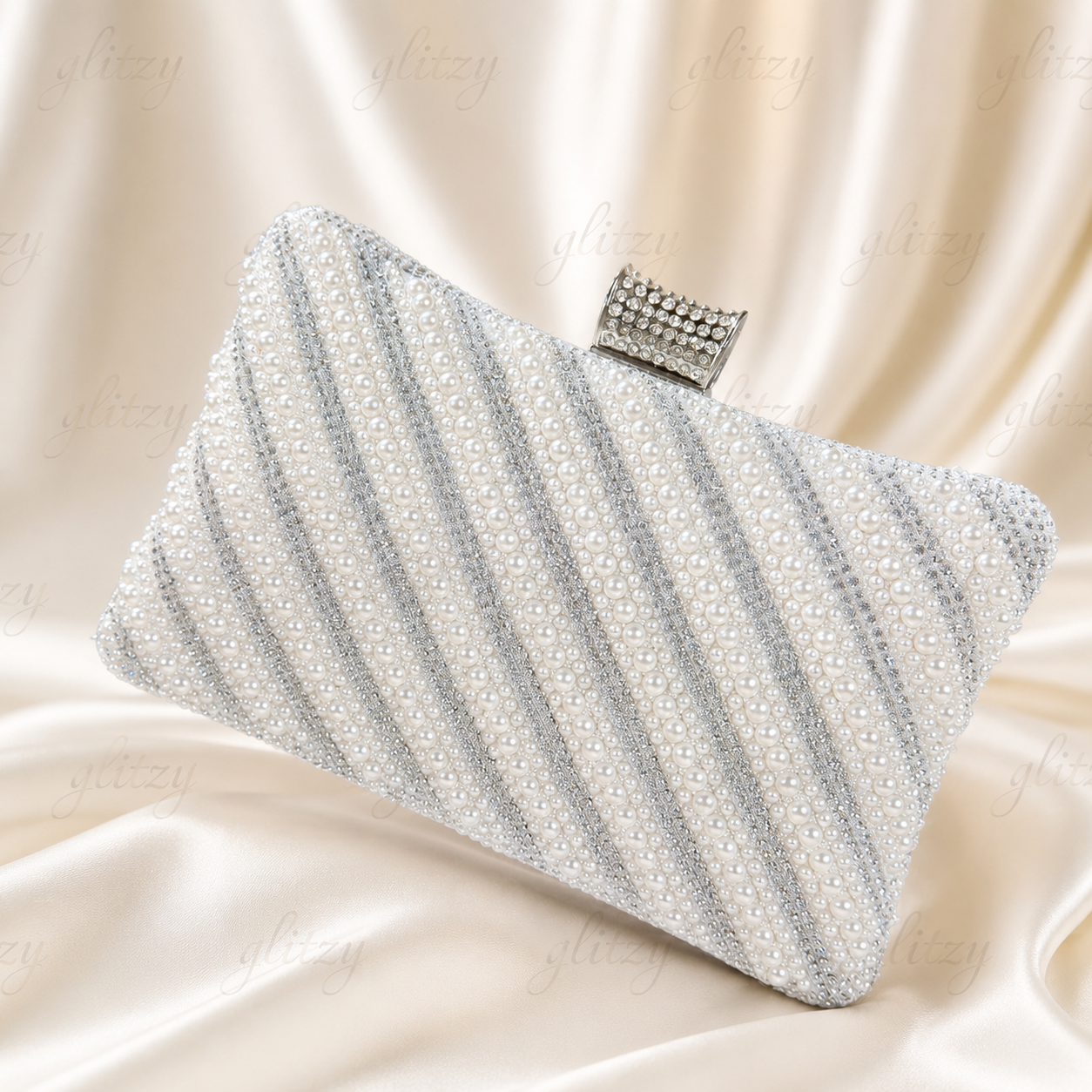 Beautiful one side gorgeous pearl worked party at discount OFFER | Glitzy silver color