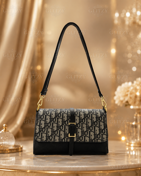 Women's Classic Plaid Flap Shoulder Bag with Gold Buckle | Glitzy DR