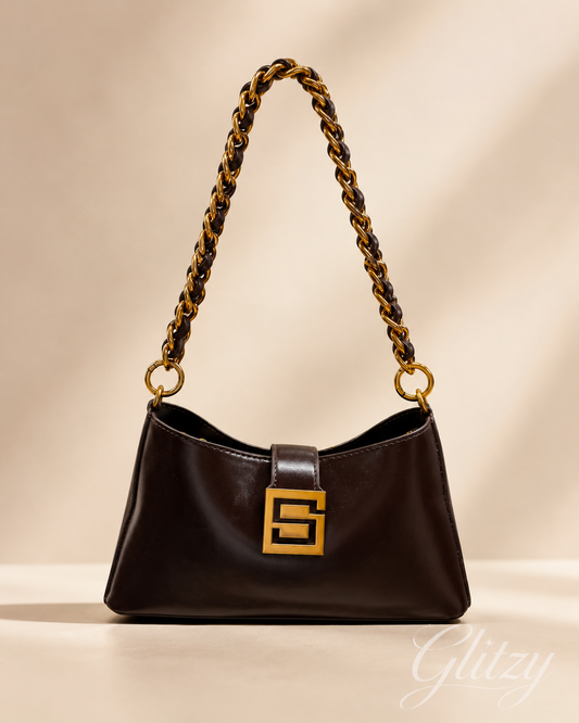Women's Brown Leather Chain Shoulder Bag Price in Bangladesh | Glitzy⁠
