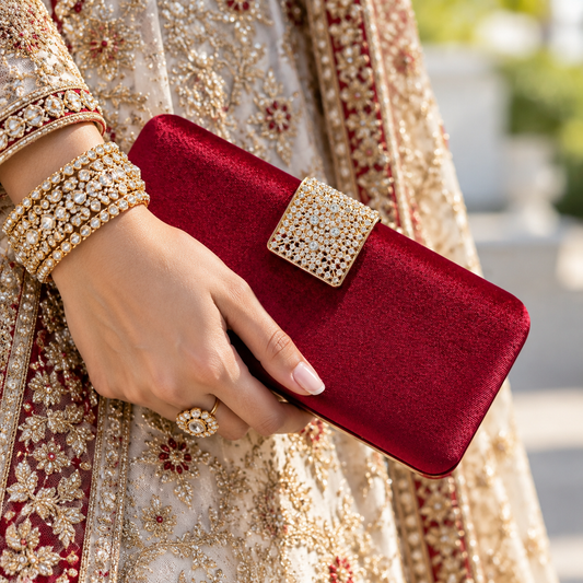 Glitzy Embellished Velvet Envelope Clutch